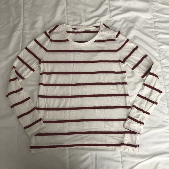 Madewell Tops - ❌SOLD❌ Madewell Red White Stripe Long Sleeve NWT